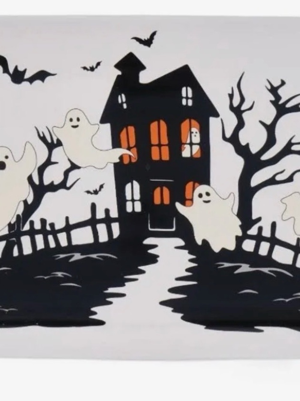 Spooky Ghosts Haunted House Tapestry - Black, White & Orange